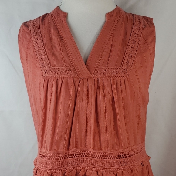 Summer Chelsea & Violet Sleeveless Lace Inset Ruffled Tiered Dress size Medium - Picture 3 of 12